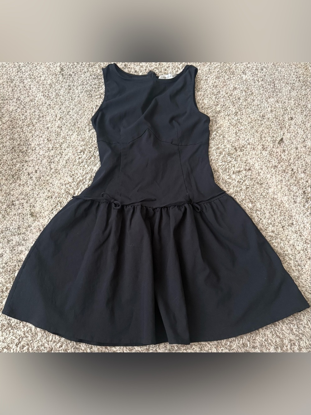 Madden Girl Sleeveless Mini Dress | Fitted Bodice | Ruffled Drop Hem Waist - Picture 3 of 6